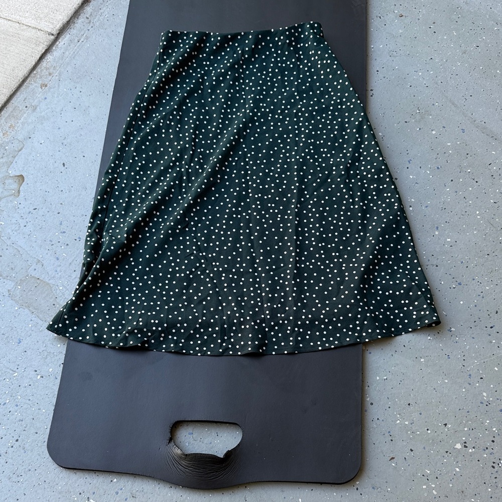 Lulu's Dark Green and White Polka Dot A-Line Skirt